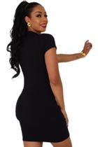 Vestido Feminino Gola Alta Tubinho com Manga Anarruga Tendência Verão