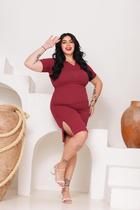 vestido feminino gola polo canelado plus size tam unico eleganta e casual vestido feminino gola polo canelado plus size tam unico eleganta e casual