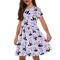 Vestido feminino GWDDCMGYH, skatista de manga curta, casual, panda Vestido feminino GWDDCMGYH, skatista de manga curta, casual, panda