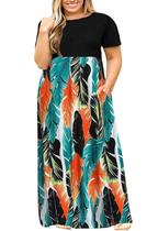 Vestido feminino Halife plus size floral de primavera com bolsos