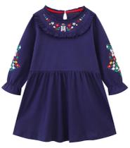 Vestido feminino hongshilian de algodão, manga comprida, casual, 4T