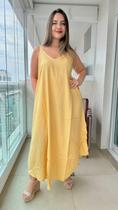 Vestido Feminino Indiano Alça C/ Regulagem e Bolso Trapézio Longo Plus Size-Cod.1003