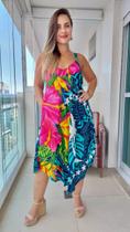 Vestido Feminino Indiano Alça c/ Regulagem e Bolsos Trapézio Plus Size-Cod.170132