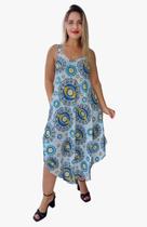 Vestido Feminino Indiano Alça Trapézio C/Regulagem e Bolso Plus Size-Cod.1602