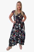 Vestido Feminino Indiano Alça Trapézio Longo Plus Size-1133 Vestido Feminino Indiano Alça Trapézio Longo Plus Size-1133