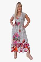 Vestido Feminino Indiano Alça Trapézio Longo Plus Size-5825 Vestido Feminino Indiano Alça Trapézio Longo Plus Size-5825