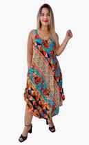 Vestido Feminino Indiano Alça Trapézio Plus Size -Cod.5029E Vestido Feminino Indiano Alça Trapézio Plus Size -Cod.5029E