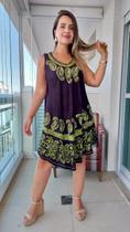 Vestido Feminino Indiano Estonado Bordado Trapézio Plus Size-Cod.0101 Vestido Feminino Indiano Estonado Bordado Trapézio Plus Size-Cod.0101