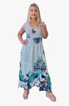 Vestido Feminino Indiano Regata Trapézio Longo Plus Size-1126