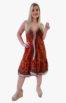Vestido Feminino Indiano Tipo Trapézio Alça Seda Cod 022a