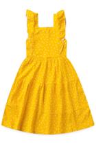 Vestido feminino infantil amarelo com bolinhas