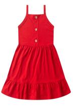 Vestido Feminino Infantil Botões Vermelho