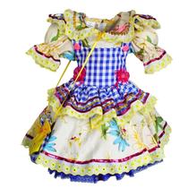 Vestido Feminino Infantil de Festa Junina Candinha Com Bolsinha Vestido Feminino Infantil de Festa Junina Candinha Com Bolsinha