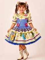 Vestido Feminino Infantil de Festa Junina Candinha Com Bolsinha