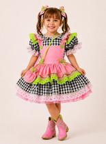 Vestido Feminino Infantil de Festa Junina Candinha Com Bolsinha