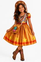 Vestido Feminino Infantil Festa Junina Maria Bonita + Bolsa e Tiara Vestido Feminino Infantil Festa Junina Maria Bonita + Bolsa e Tiara