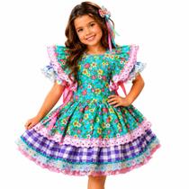 Vestido Feminino Infantil Sereia Ariel Caipirinha Com Bolsa e Tiara