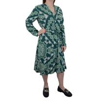 Vestido Feminino Infini Viscose Midi Estampado Verde - S9381