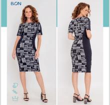 Vestido Feminino Jacquard Preto e Branco Tecnologia Emana