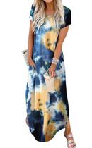 Vestido feminino Jeqeocafy, de verão, casual, solto, manga curta, maxi Vestido feminino Jeqeocafy, de verão, casual, solto, manga curta, maxi