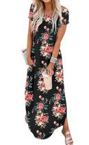 Vestido feminino Jeqeocafy, de verão, casual, solto, manga curta, maxi Vestido feminino Jeqeocafy, de verão, casual, solto, manga curta, maxi