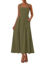 Vestido feminino KIRUNDO Summer Halter Maxi Army Green Tamanho M
