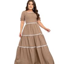 Vestido Feminino Longo 3 Marias Decote Quadrado