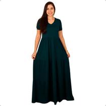 Vestido Feminino Longo Algodão 3 Marias Luxo Festa Gola V