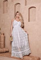 Vestido Feminino Longo Branco Boho com Renda Vestido Feminino Longo Branco Boho com Renda