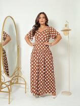 Vestido Feminino Longo Casual Básico Elegante Poa Bolinha Evangélico