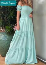 Vestido feminino longo ciganinha com lastex