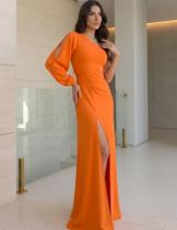 Vestido Feminino Longo Com Fenda Drapeado Vestido de Madrinha De Casamento Elegante Manga Nula Festa Eventos