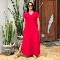 Vestido Feminino Longo Com Fenda Moda Verão Casual Urbano
