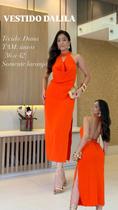 Vestido Feminino Longo Dalila com fenda decote v