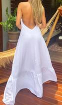 Vestido feminino longo de alça frente unica decotado