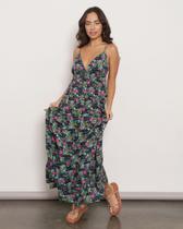 Vestido feminino longo estampado tamanho G tecido viscose cor cinza Vestido feminino longo estampado tamanho G tecido viscose cor cinza