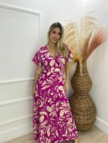 Vestido feminino longo estampado tamanho G tecido viscose cor lilas Vestido feminino longo estampado tamanho G tecido viscose cor lilas