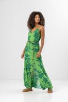 Vestido feminino longo estampado tamanho G tecido viscose cor verde Vestido feminino longo estampado tamanho G tecido viscose cor verde