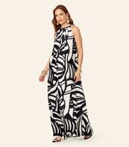 Vestido Feminino Longo Evasê Estampado Endless Preto Vestido Feminino Longo Evasê Estampado Endless Preto