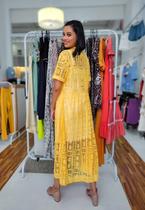 Vestido Feminino Longo Manga Curta de Renda Cosumel