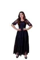 Vestido Feminino Longo Moda Festa Em Tule Evangélico Barato