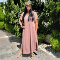 Vestido Feminino Longo Oversized Com Fenda Lateral Moderno E Cheio De Personalidade