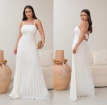 Vestido Feminino Longo Plissado Tercido Duna