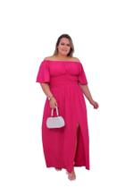 Vestido Feminino Longo Plus Size Liso Com Fenda Varias Cores Vestidos Femininos Premium