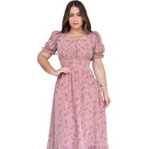 Vestido Feminino Longo Princesa floral