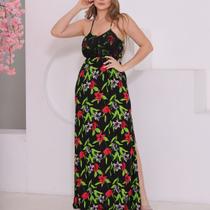 Vestido Feminino Longo Regata Estampado Floral Casual Vestido Feminino Longo Regata Estampado Floral Casual