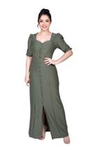Vestido Feminino Longo Social Alfaiataria Festa Evangelico Cor:VerdeTamanho:GG