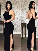 Vestido feminino longo TUBINHO com fenda costa nua e com bojo Vestido feminino longo TUBINHO com fenda costa nua e com bojo