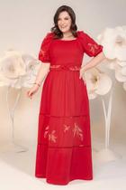 Vestido feminino Longo Vermelho Linho Moscou