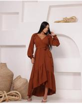 Vestido Feminino Longo Viscolinho Transpassado Envelope c/bojo Moda evangelica 070 Vestido Feminino Longo Viscolinho Transpassado Envelope c/bojo Moda evangelica 070